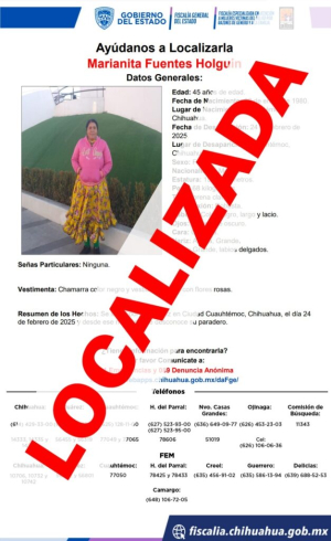 Localiza FEM a mujer con reporte de ausencia