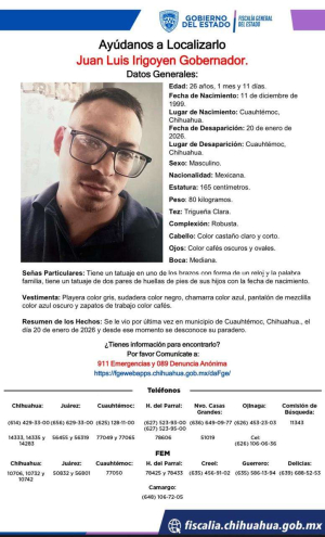 Buscan a joven desaparecido en esta ciudad
