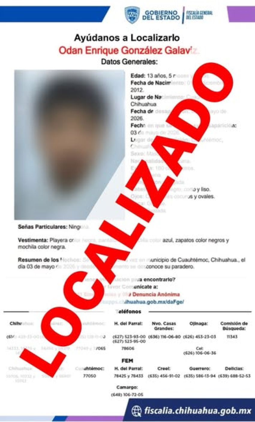 Sanos y salvos dos menores fueron localizados tenían con reporte de ausencia en Madera