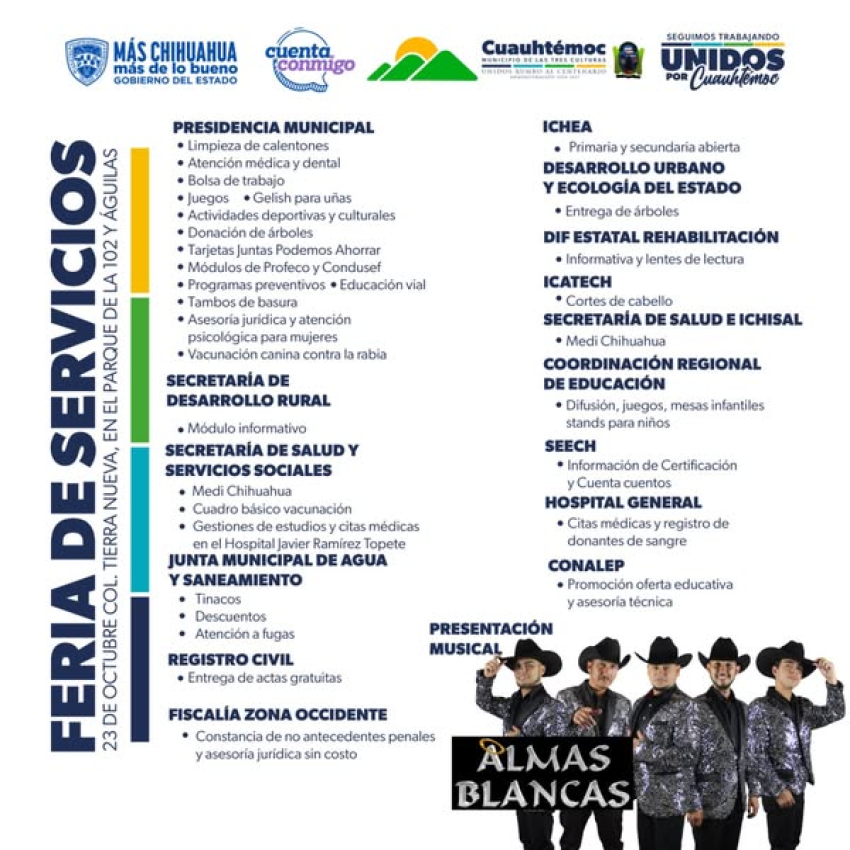 Aqu&iacute; todos los servicios que ofrecer&aacute; Unidos por Cuauht&eacute;moc el 23 de Octubre