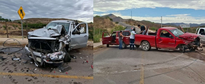 Choque frontal en la carretera a Cuauhtémoc, dos lesionados
