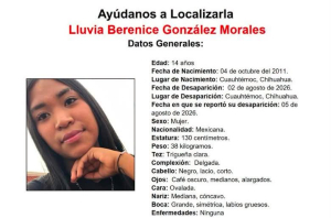 Desaparece adolescente en Cuauht&eacute;moc