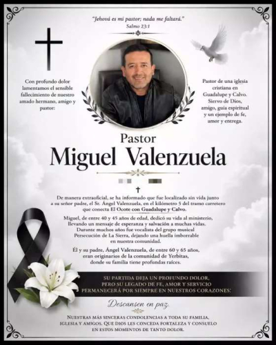 Asesinan a pastor cristiano y a su padre en Guadalupe y Calvo