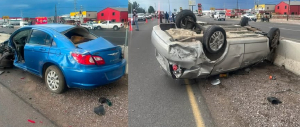 Aparatoso choque en el corredor comercial