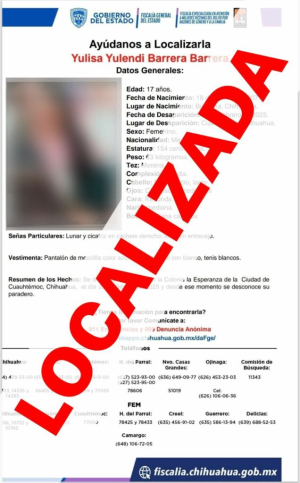Localiza FEM a una adolescente con reporte de ausencia
