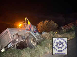 Cuantiosos da&ntilde;os al volcarse tr&aacute;iler en Rubio