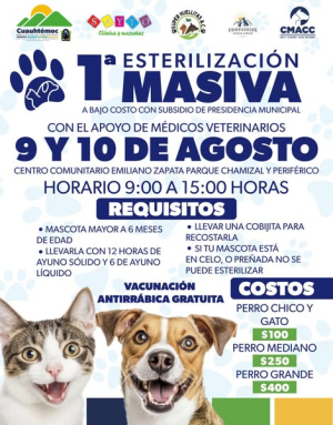 Esteriliza a tu mascota este fin de semana