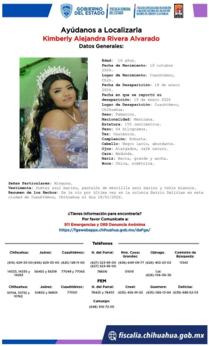 Buscan a jovencita desaparecida en esta ciudad
