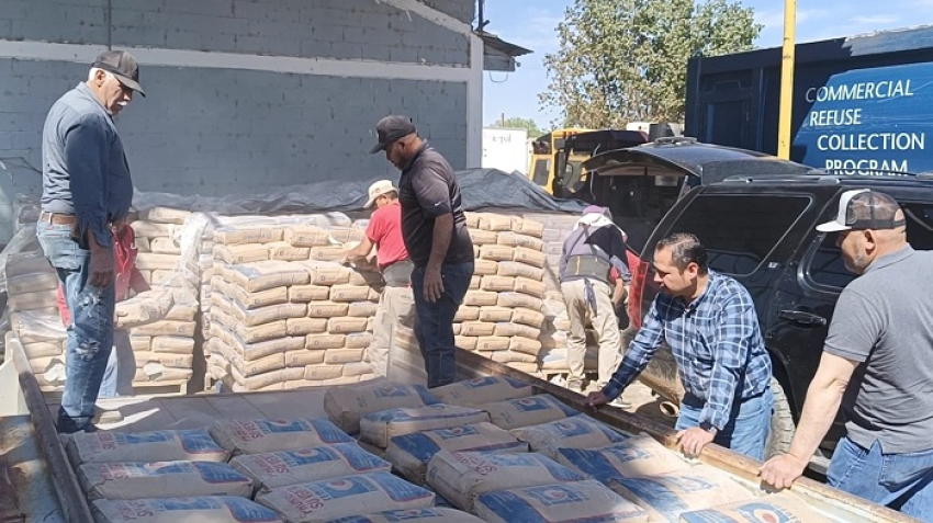 La Presidencia Seccional de Anáhuac llevó a cabo la cuarta entrega de cemento del programa Construye en Grandeza