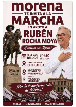 Invita Morena a marchar por Rocha Moya