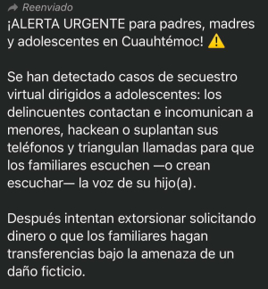 Alertan por casos de secuestro virtual a adolescentes en Cuauht&eacute;moc