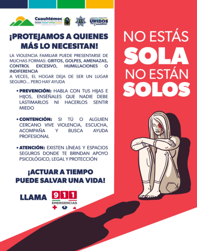 Informan sobre violencia familiar "No estas sola"