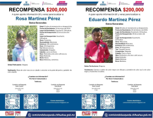 Ofrecen recompensa para localizar a hermanitos desaparecidos en Guachochi