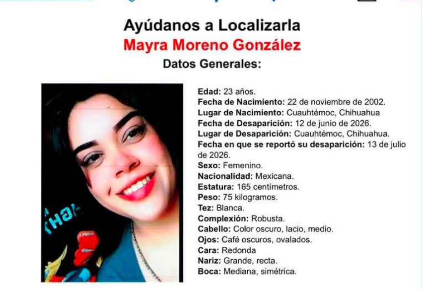 Buscan a mujer de 23 años desaparecida