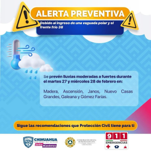 Prev&eacute; Protecci&oacute;n Civil Estatal fuertes r&aacute;fagas de viento y probabilidad de lluvias en el estado