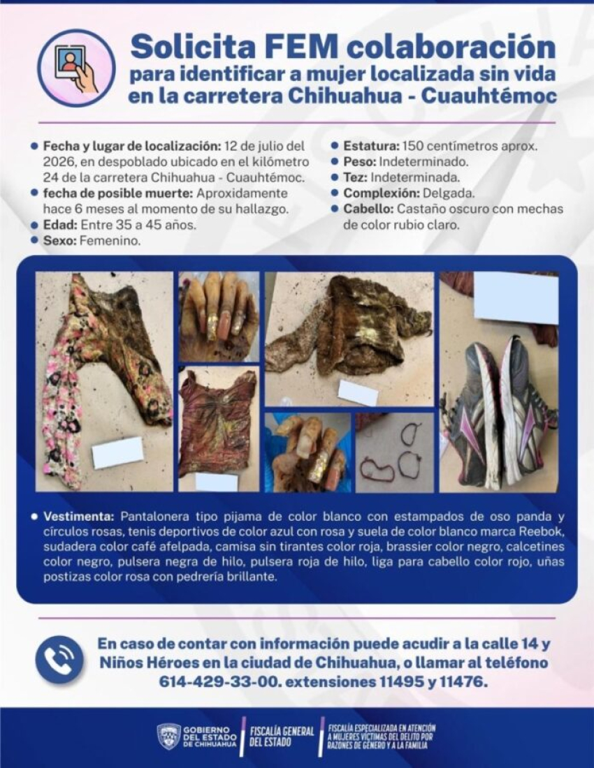 Pide ayuda FEM para identificar a mujer muerta