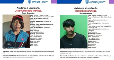 Piden ayuda para localizar a dos menores desaparecidos