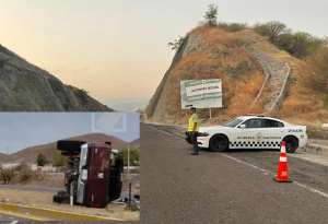 Vuelca su veh&iacute;culo en la carretera  Cuauht&eacute;moc-Chihuahua