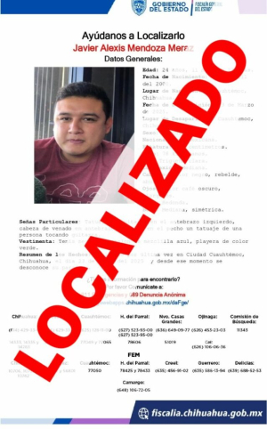 Fiscalia encuentra a hombre con reporte de desaparici&oacute;n