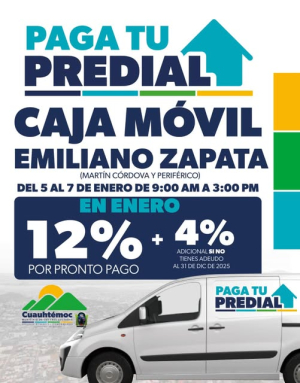 Presidencia invita a pagar el predial con descuento en enero