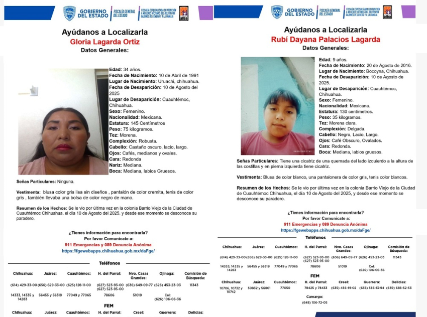 Buscan a madre e hija desaparecidas