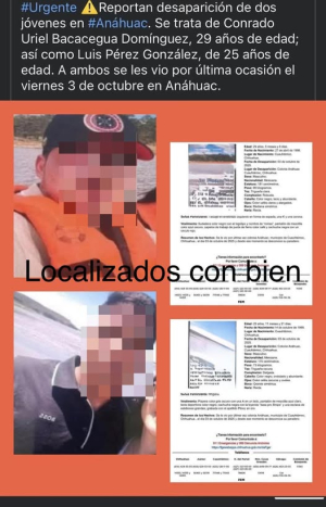 Localizan a los dos j&oacute;venes de An&aacute;huac