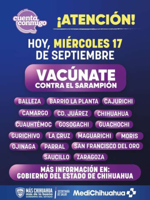 Hoy campa&ntilde;a de vacunaci&oacute;n vs el Sarampi&oacute;n