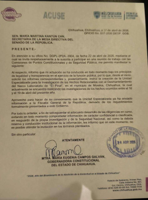 Declina Gobernadora reuni&oacute;n en el Senado por investigaciones en curso